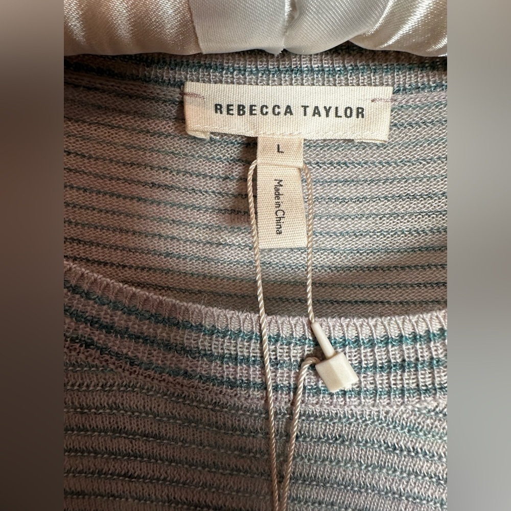 Rebecca Taylor Blue and Gray and pink Striped Knit Top - Picture 3 of 8